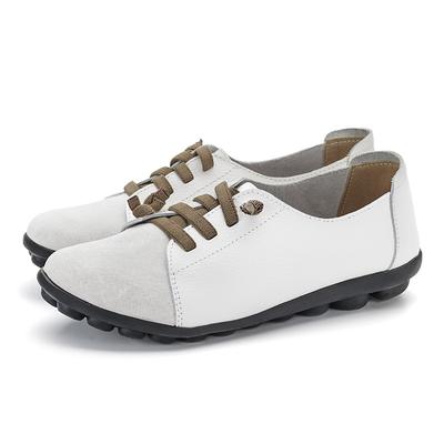 Модные женские туфли из натуральной кожи для мам, туфли на плоской подошве, мокасины, балетки, мягкие мокасины на шнуровке, большие размеры 2024