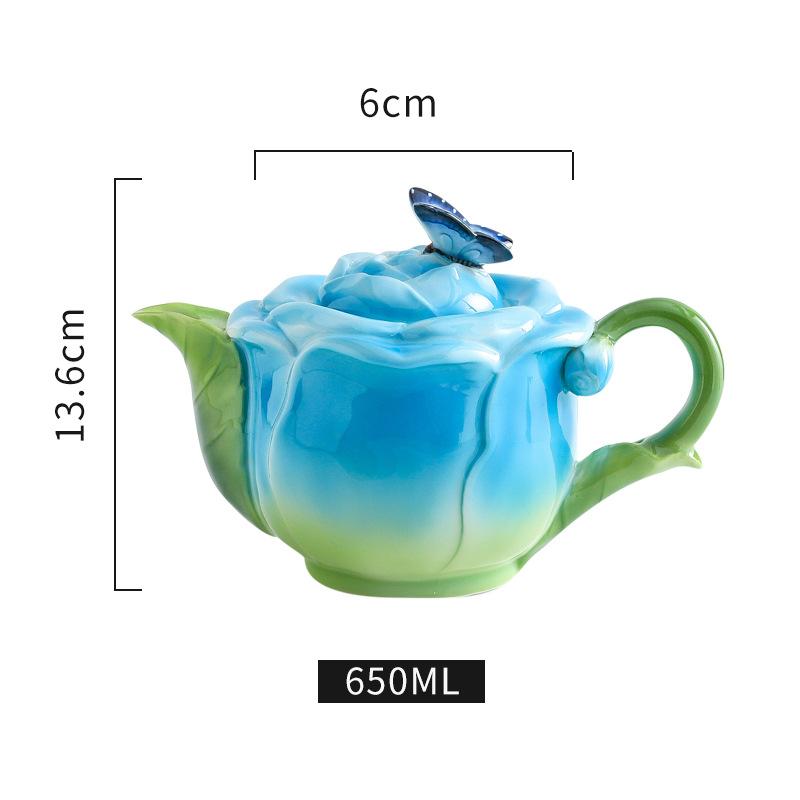 Rose Ceramic Mug Porcelain Mug Simulated Flower Shape Tea Set Petaled Teapot Butterfly Bud Cup Coffee Cups Cups and Mugs Set
