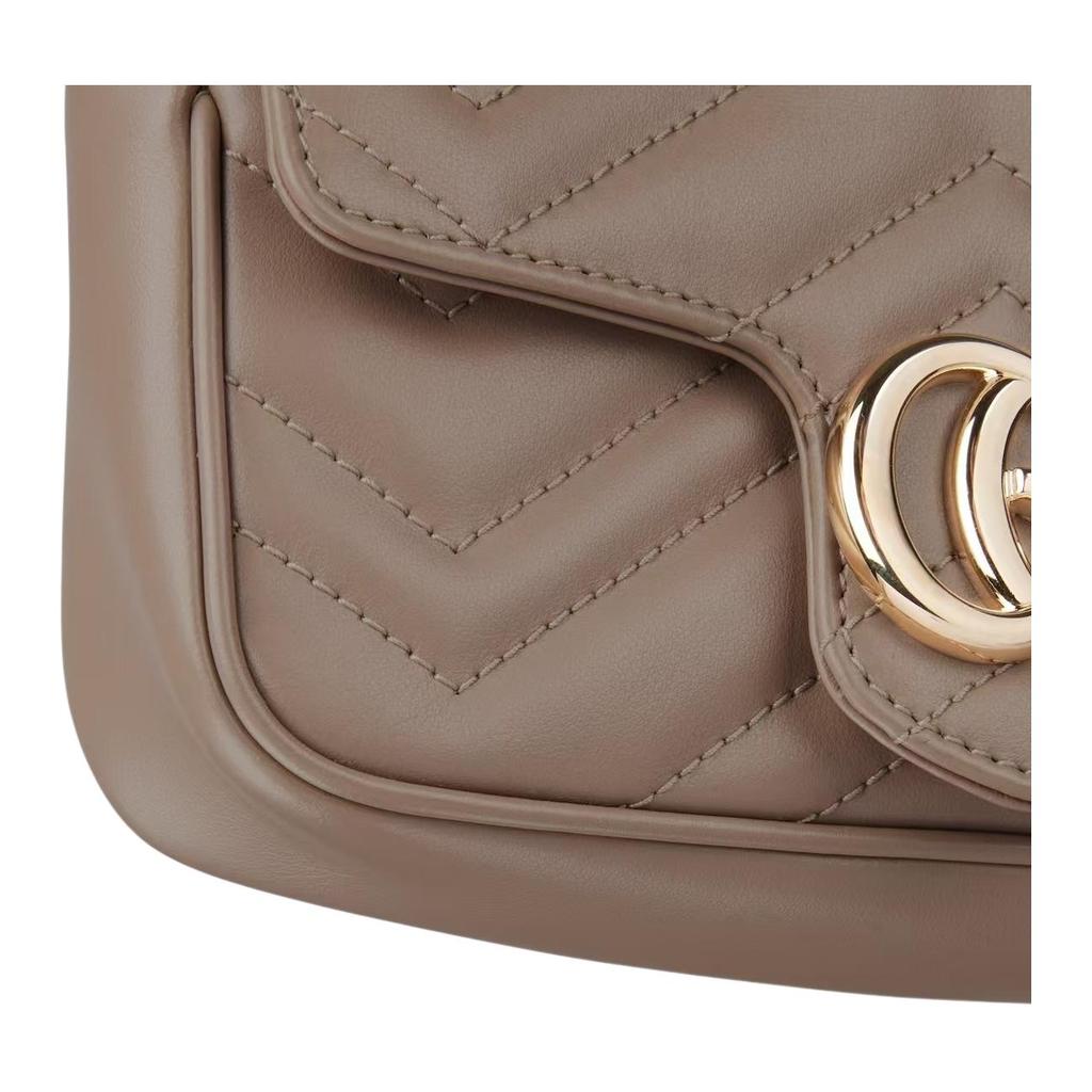 Gucci GG Marmont Стеганая Кожаная Сумка на Цепочке Цвет Тауп Кроссбоди Клатч для Женщин Ежедневная Поездка Вечерняя Вечеринка 476433-DTDHD-1523