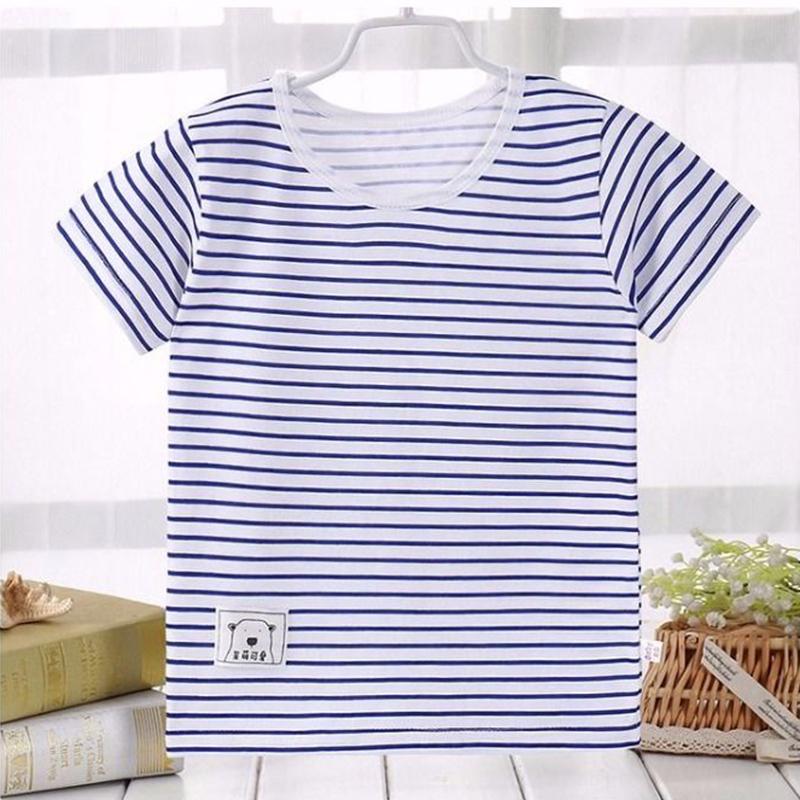 Children's Cotton Short-sleeved T-shirt Baby Boys and Girls Half-sleeved 0-6 Years Old Striped