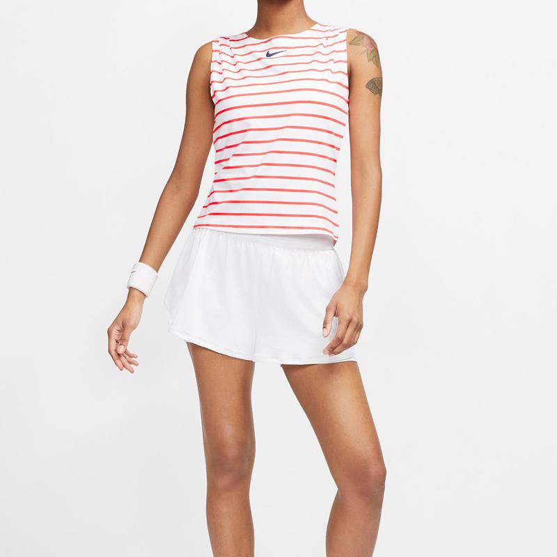 Nike Теннисная майка Court Dri-Fit Maria Striped Logo для женщин, белые, красные, CI9371-101