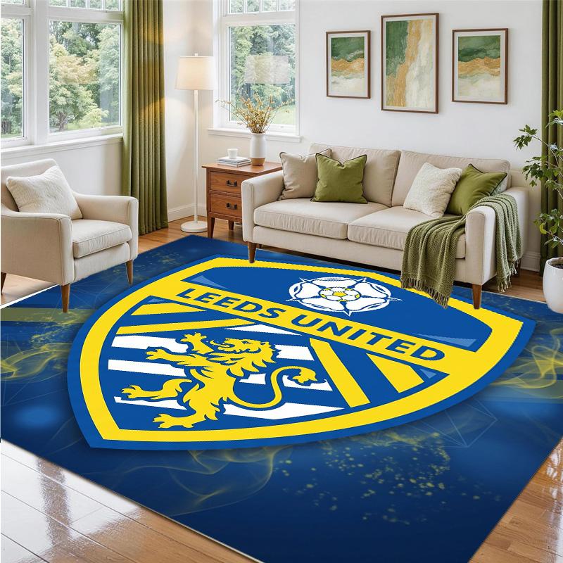Leeds United Design Crystal Velvet Rug Soft Decorative Mat for Bedroom Entrance