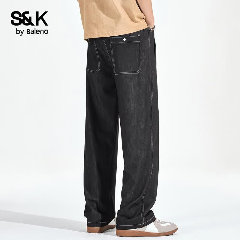 Мужские джинсы Baleno S&K из ледяного шелка, стираные, свободные, прямые