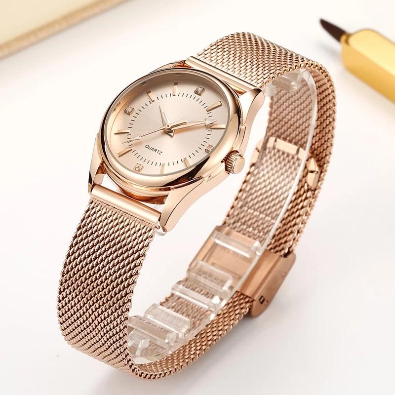 Модные брендовые женские часы класса люкс с бриллиантами из розового золота, женские часы-браслет, элегантные наручные часы для девочек