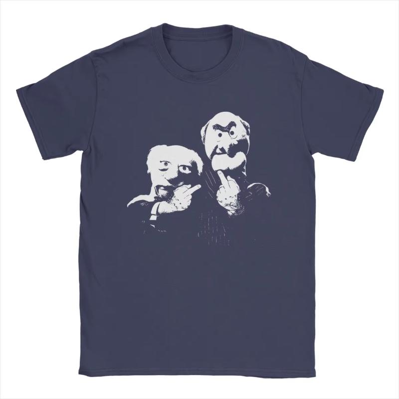 Statler And Waldorf Middle Finger Unisexs T Shirts Fun Tees Short Sleeve Crew Neck TShirt Pure Cotton Gift Idea Clothing