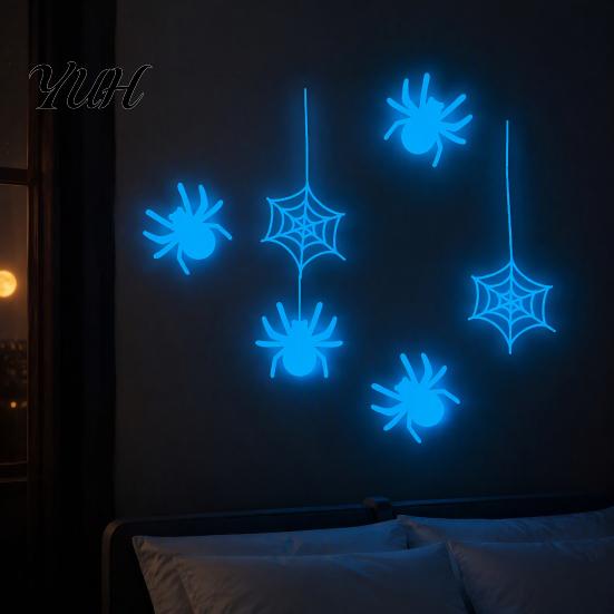 Easy Peel Stick Decorations Halloween Glow in The Dark Wall Stickers, Luminous Decals with Ghost Mysterious Castle Pattern Stickers Pumpkin