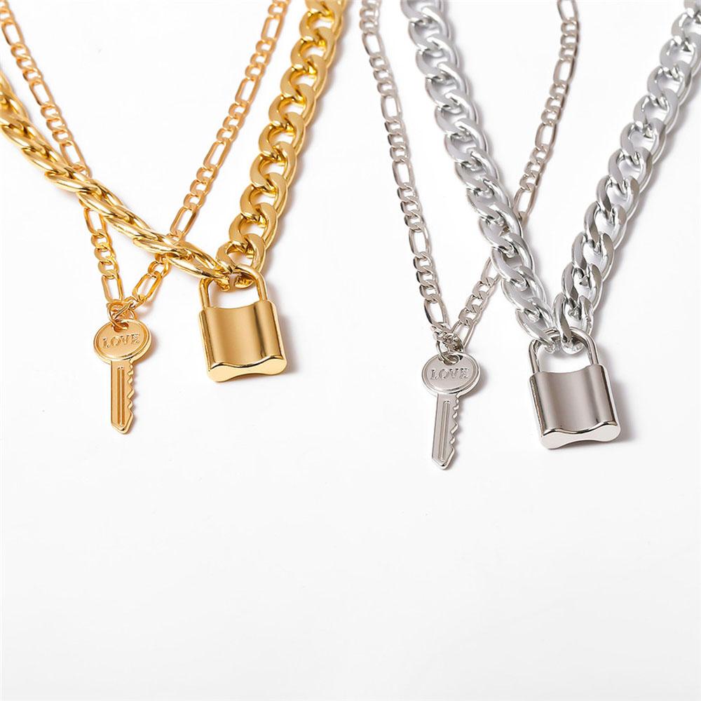 Key Lock Shaped Padlock Multi Layer Jewelry Clavicle Chain Fashion Accessories Necklaces Pendants