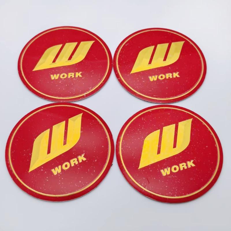 4pcs/Set 45mm 48.5mm 56mm 65mm W Work Logo Emblem Badge Car Stickers Car Wheel Center Caps Rim Hub Cover Hubcap Car Accessories