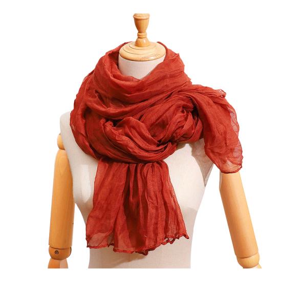Yousheng Women Pleated Scarf Thickened Weave Autumn Winter Scarf Solid Color Breathable Shawl Headscarf Outfit Accessories