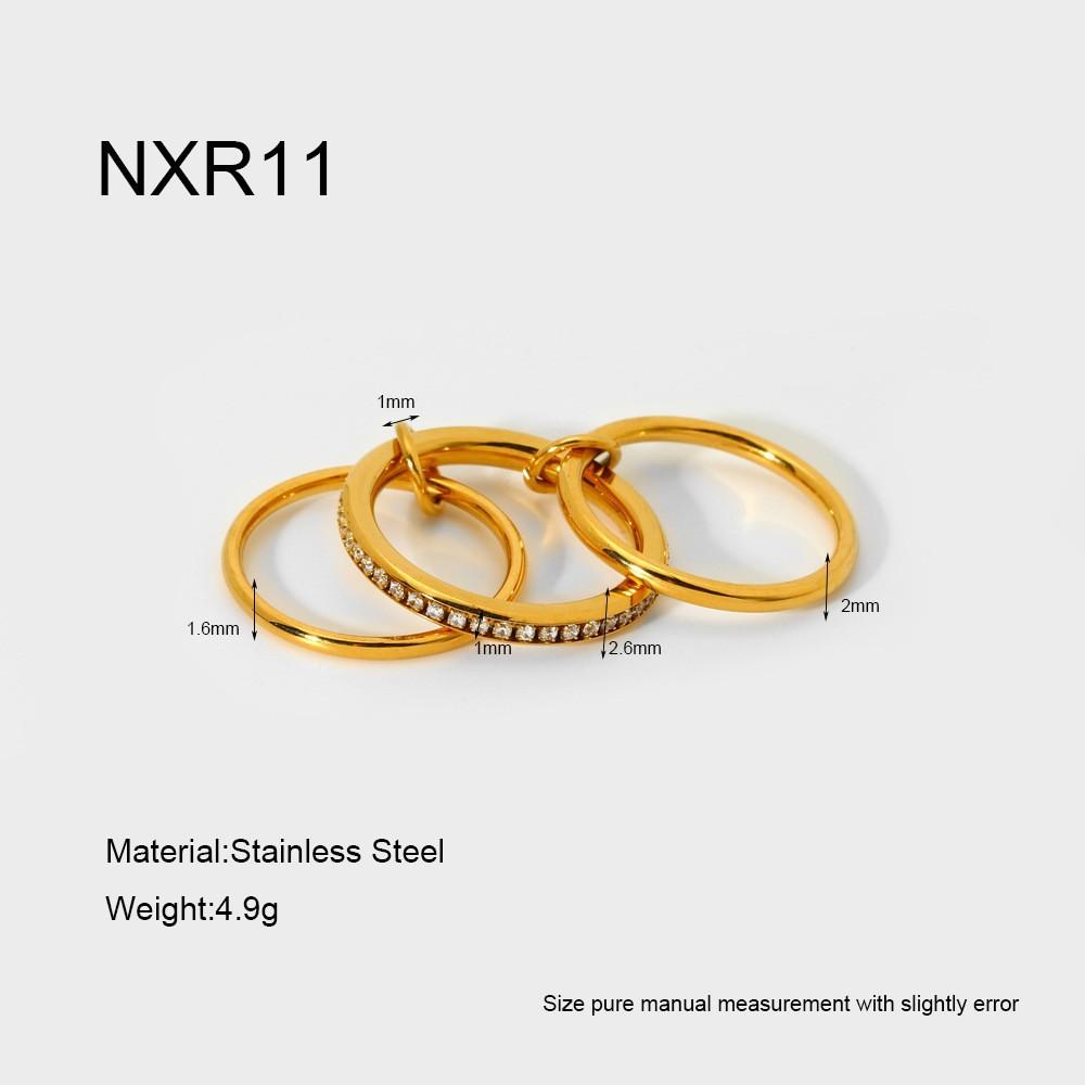 European and American geometric irregular multi-layer open ring niche high-end feeling plated 18k gold stainless steel ring women