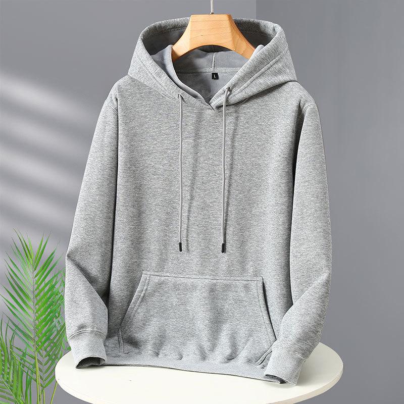 2025 Autumn/Winter Unisex Fleece-Lined Hooded Sweatshirt: Youth Fashion Trend, Solid Color, Versatile, Thickened Design.