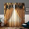 2 Pieces, 3D Luxury European Curtains - Semi Blackout - Suitable for Living Room, Bedroom, Kitchen, Home Decoration