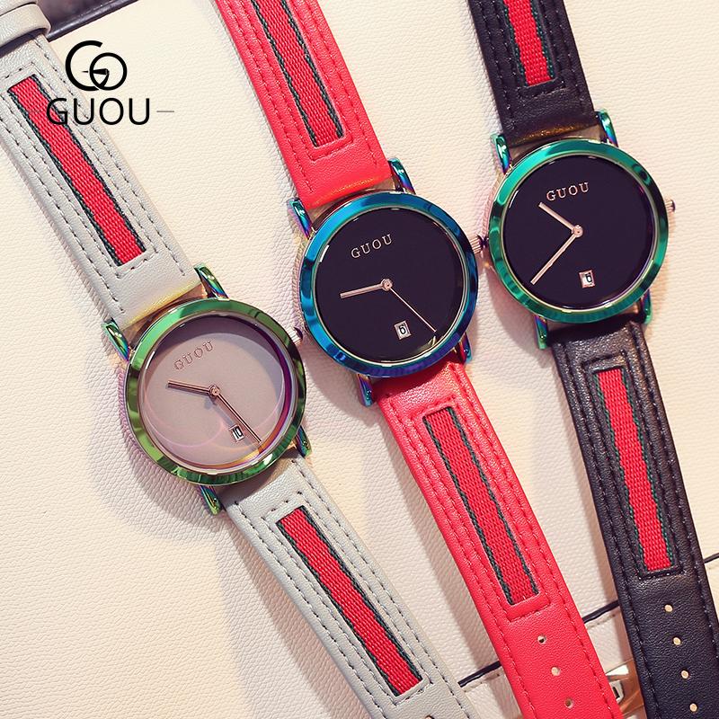 GUOU Luxury Women's Watches Stainless Steel Colorful Straps Purple Women Watches Fashion Ladies Watch Reloj Mujer Zegarek Damski