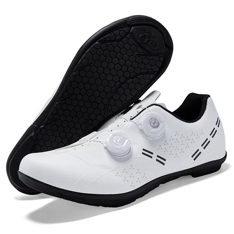 Road Cycling Shoes With Stiff Sole Breathable Unclipped Clipless Style Dual Buckle Bike Pedal Men Women