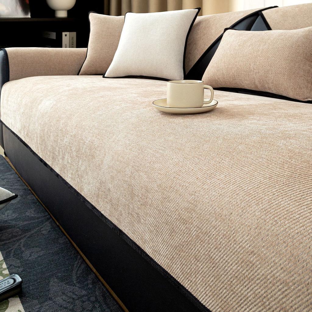 Special Chenille Four-Season Universal Non-Slip Sofa Cover Herringbone Pattern Log Light Luxury High-End Sofa Cover