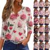Women's T Shirt Tee Valentine's Day Printed Button  3/4 Sleeve Tunic Daily Weekend Fashion Basic V- Neck Regular Top