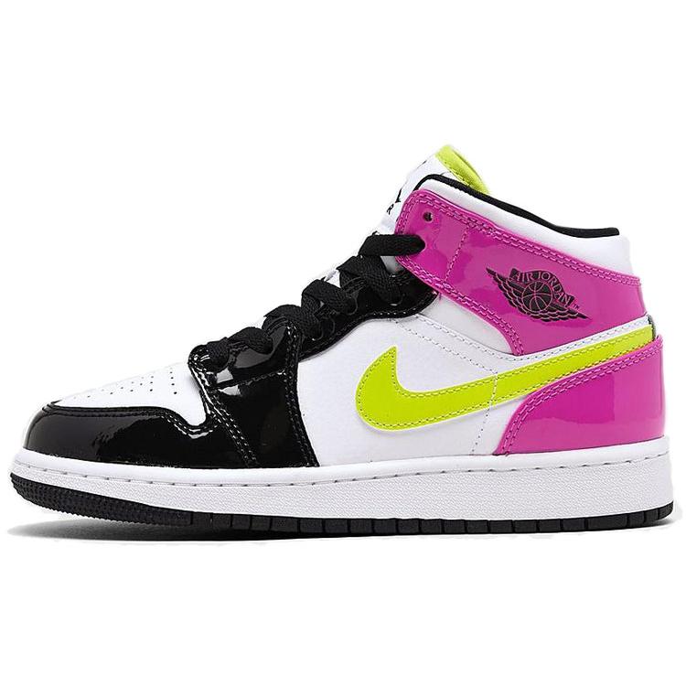 Jordan 1 Mid Белый Черный Кибер Розовый GS CZ9835-100