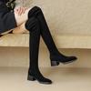 Женские сапоги на высоком каблуке осень и зима новые сапоги на толстом каблуке большого размера эластичные до колена