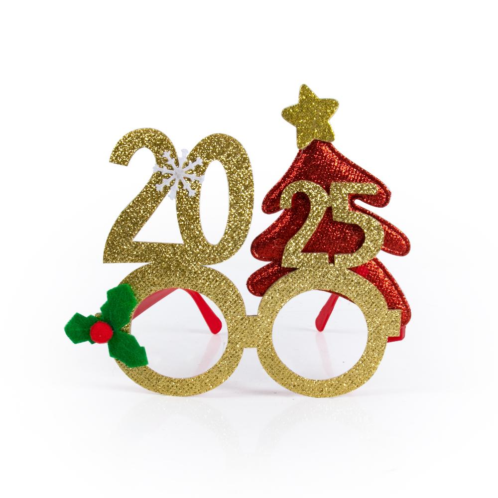 Блестящие очки с цифрами 2025 года, золотые, красные, зеленые, серебряные, очки для рождественской вечеринки, рождественские очки, очки для празднования Нового года, реквизит для фотосъемки