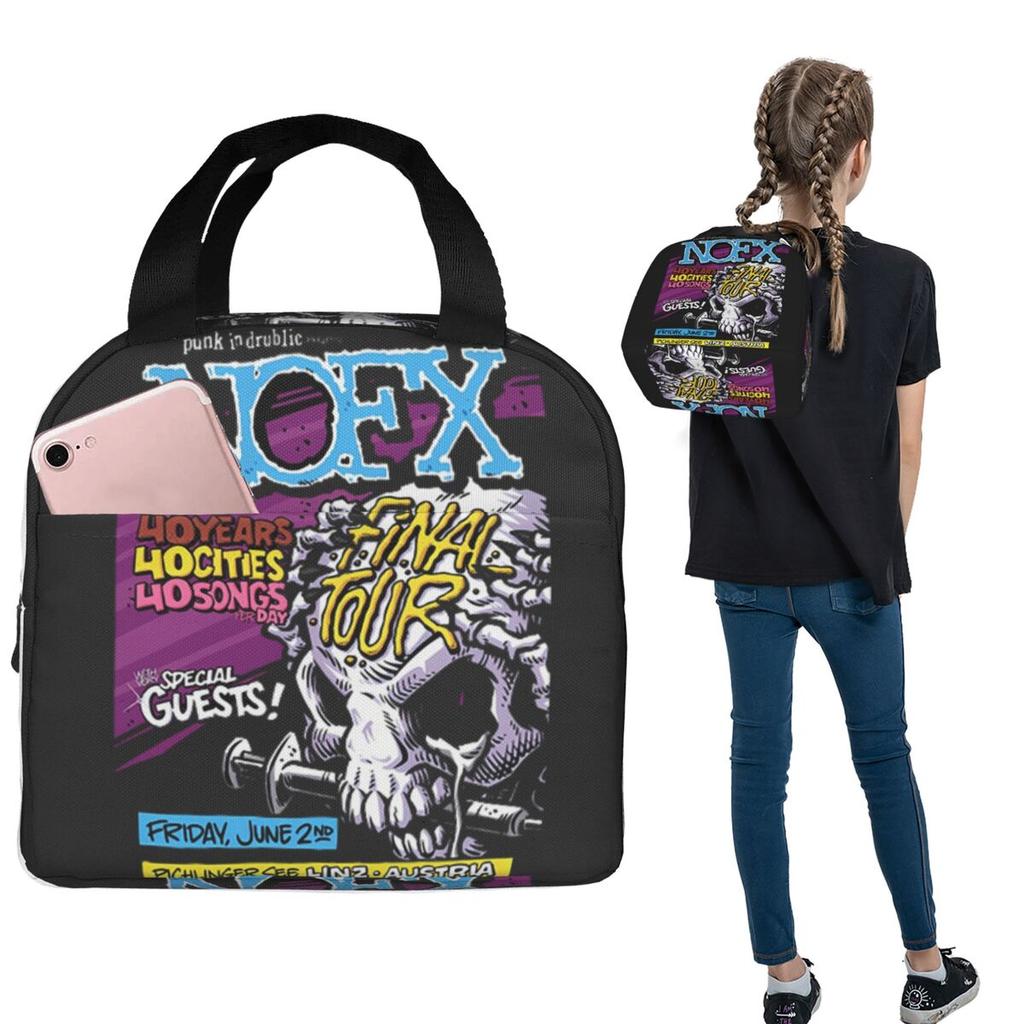 Nofx Финальный Тур 2023 Панк-Рок Наследие Изолированный Ланч-Бэг для Женщин Детей Портативные Контейнеры для Еды Термоланчбокс Сумка-Тоут