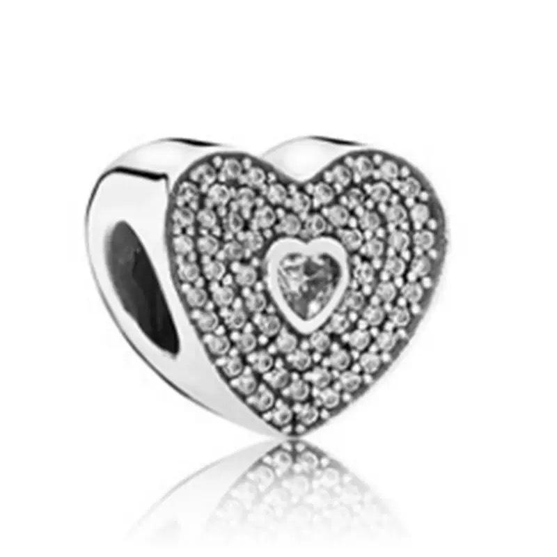 Pandora 2025 Браслет из сплава с бусинами в виде Четырехлистного клевера, Сердца, Короны, DIY Украшение