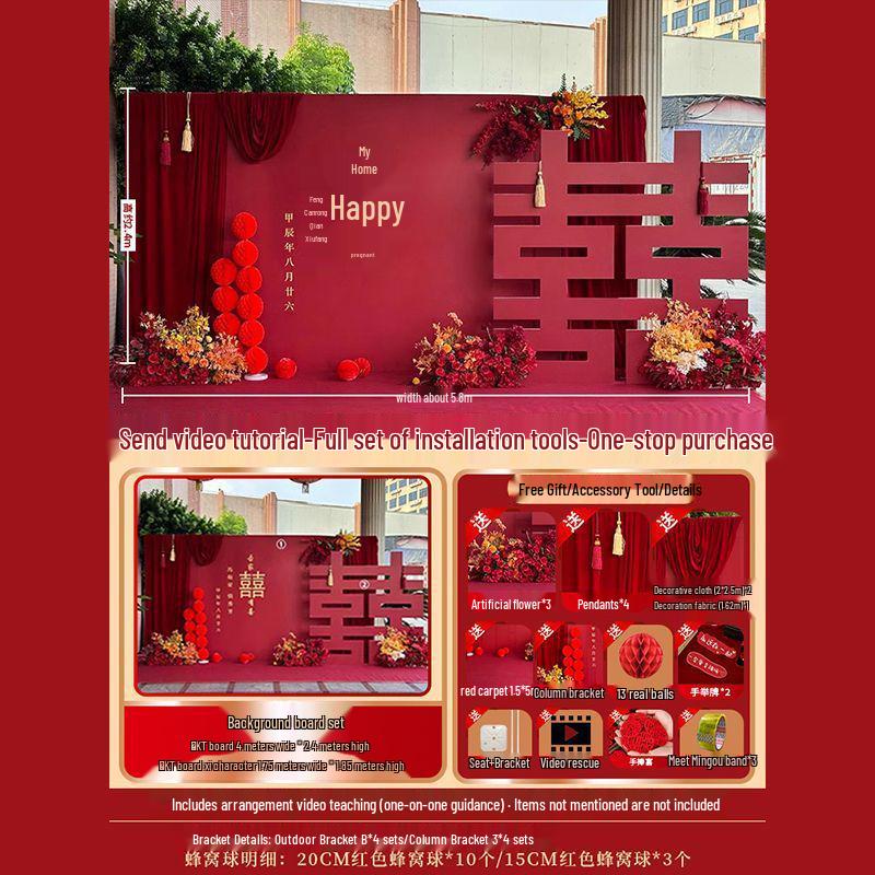 Rustic Wedding and Pre-Wedding Backdrop Decorations - Complete Set for Banquet and Photo Area