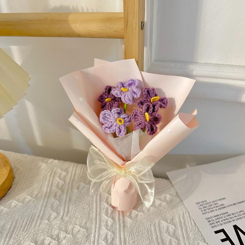 1 шт ручной работы Свадебная вечеринка День святого Валентина вязаные крючком цветы украшения дома искусственный букет подарки