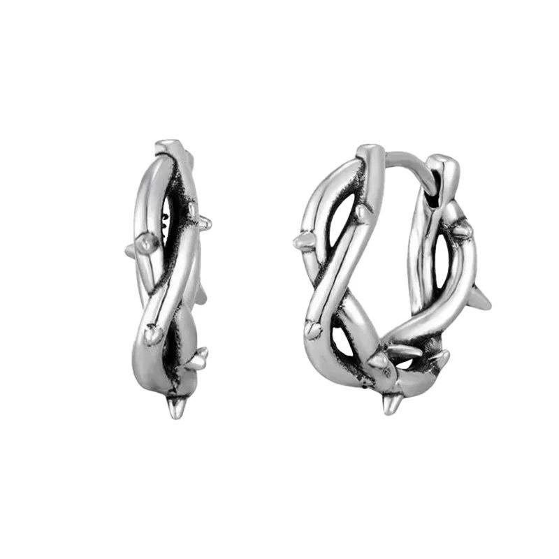 Панк Серебристый Цвет Шипы Кольца Серьги для Мужчин Женщин Мода Хип-Хоп Металл Геометрические Скрученные Застежки для Ушей Ювелирные Аксессуары