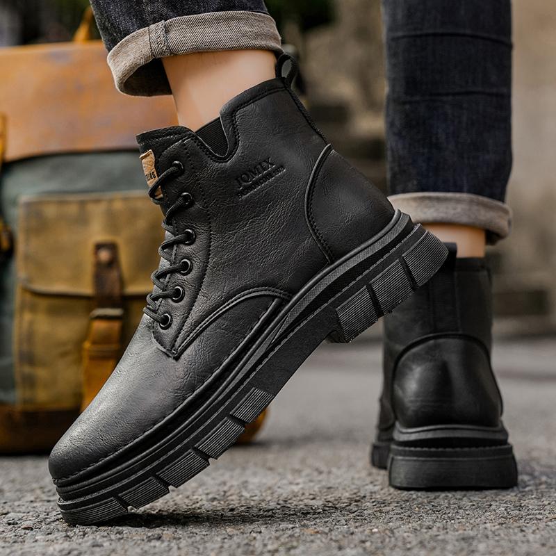 Fashion Men's Durable Anti - Skid Sole Chunky Sole British Style High Top Boots That Are Versatile for All Seasons Outdoors