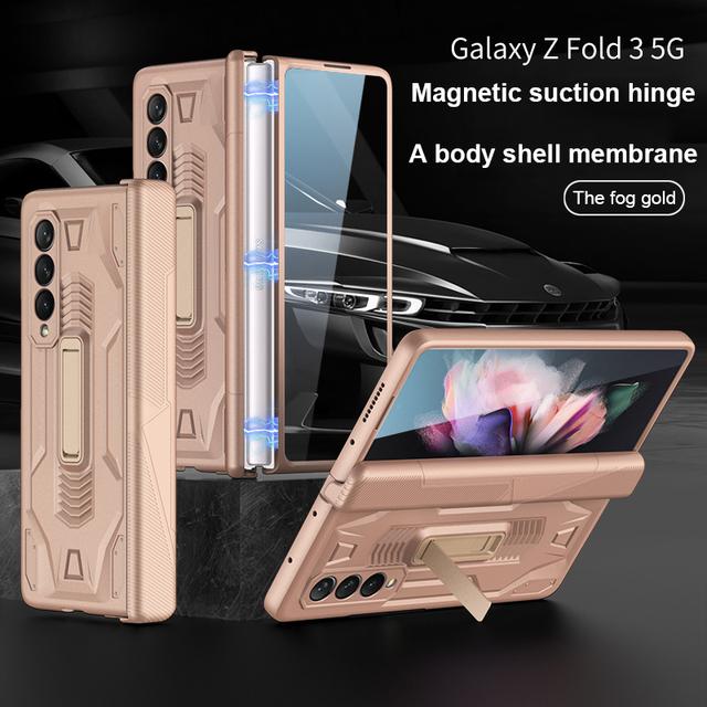 Чехол с шарнирным кронштейном, магнитный защитный чехол для Samsung Galaxy Z Fold 3, 5 г, чехол со встроенным экраном, защита камеры, противоударные чехлы