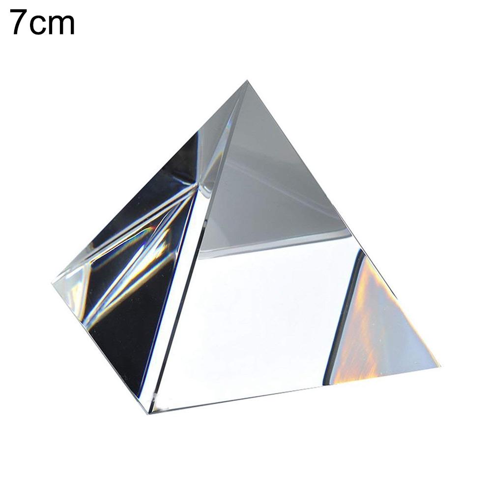 Hot 5/6/7/8cm Clear Glass Faux Crystal Pyramid Prism Crafts Home Office Ornament Decoration Gift