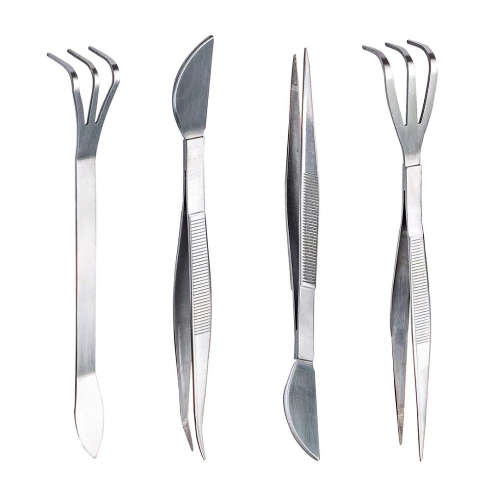 Mini Bonsai Tweezers 2-in-1 Gardening Rake Stainless Steel Root Rake for Succulents Crafting