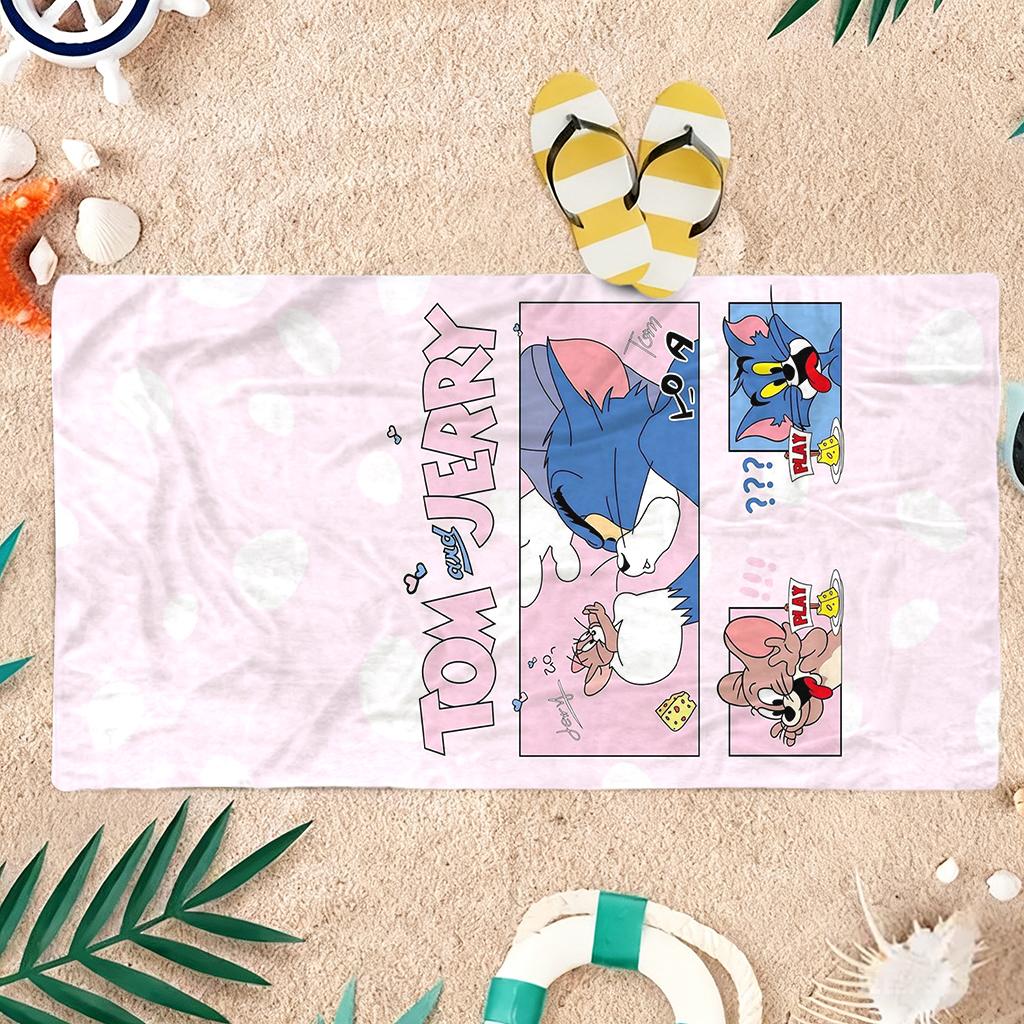 Tom&Jerry Серая Мышь Пляжное Полотенце Быстросохнущее Супервпитывающее Подходит для Пляжного Отдыха Бассейна Лета Забавный Подарок для Друзей
