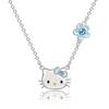 SALLY ROSE Sanrio Hello Kitty Birthstone Necklace Silver Plated Hello Kitty Necklace with Birthstone Officially Licensed Crystal 18" - Product, Brass,