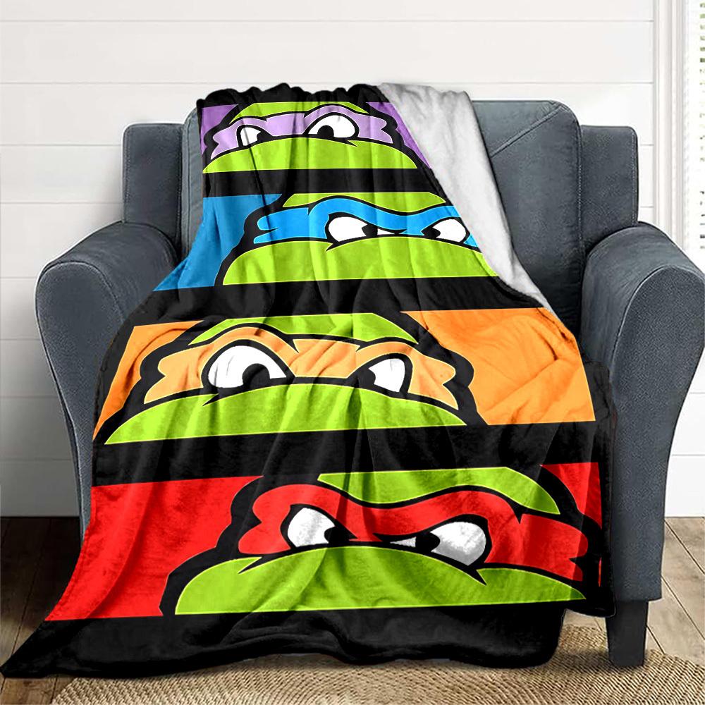 1 шт. Черепашки-ниндзя TMNT Фланелевое покрывало HD-печать Легкое Мягкое Теплое Всесезонное покрывало для дивана, кровати, путешествий, кемпинга Машинная стирка