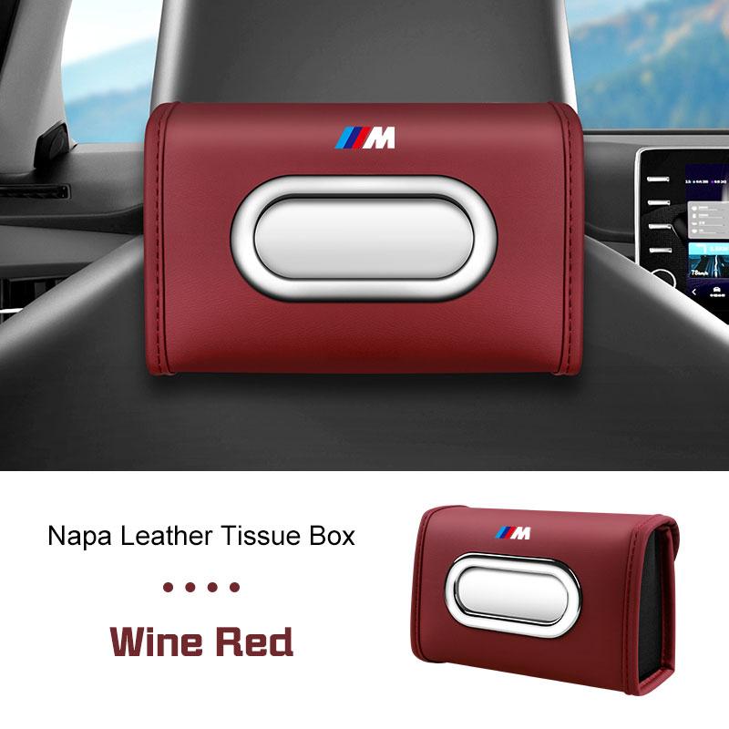 DKXA1 Premium Leather Car Tissue Box For BMW X1X3X4 X5 X6 X7 Series 1 2 3 5 7 F15 F16 F40 IX3 G20 G30 Z3 Z4 M5 Napkin Case Kleenex Bag