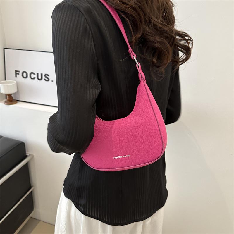 Women'S Bag Fashion Shoulder Bag Texture Pu Crescent Bag Niche Versatile Chain Messenger Bag Armpit Bag