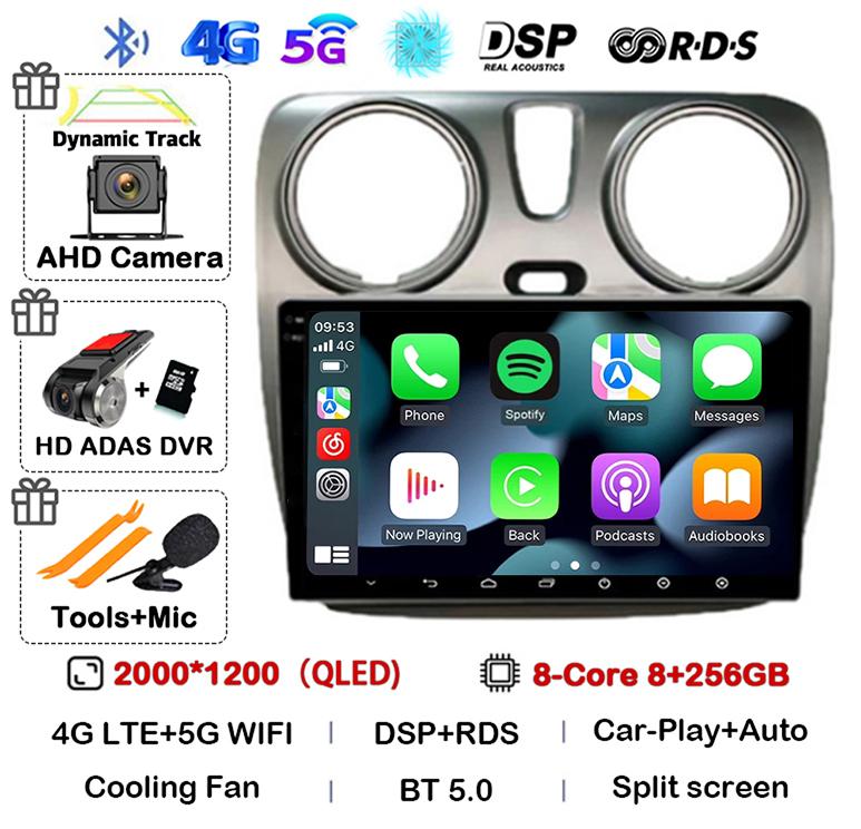 Android 14 Auto Carplay Car Radio для Renault Lodgy Dacia Dokker 2012 - 2020 Мультимедийный видеоплеер Навигация GPS 360 камера