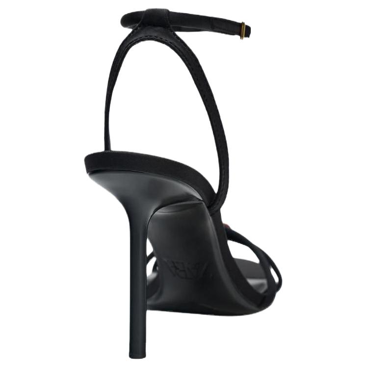Zara Vintage Open-Toe Strap Sandals 10Cm Women Sandals Black 3311610800