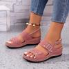 Fashion 2025 Hot Sale Female Shoes Rome  Sandals Outdoor Casual Sandals  Round Toe Plus Size Wedges Buckle Strap Shoes