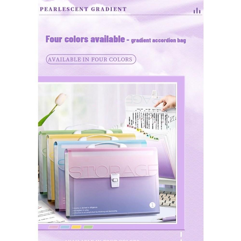 Gradient Color 13 Layer Folder Large Capacity Student Test Paper Storage Bag Office