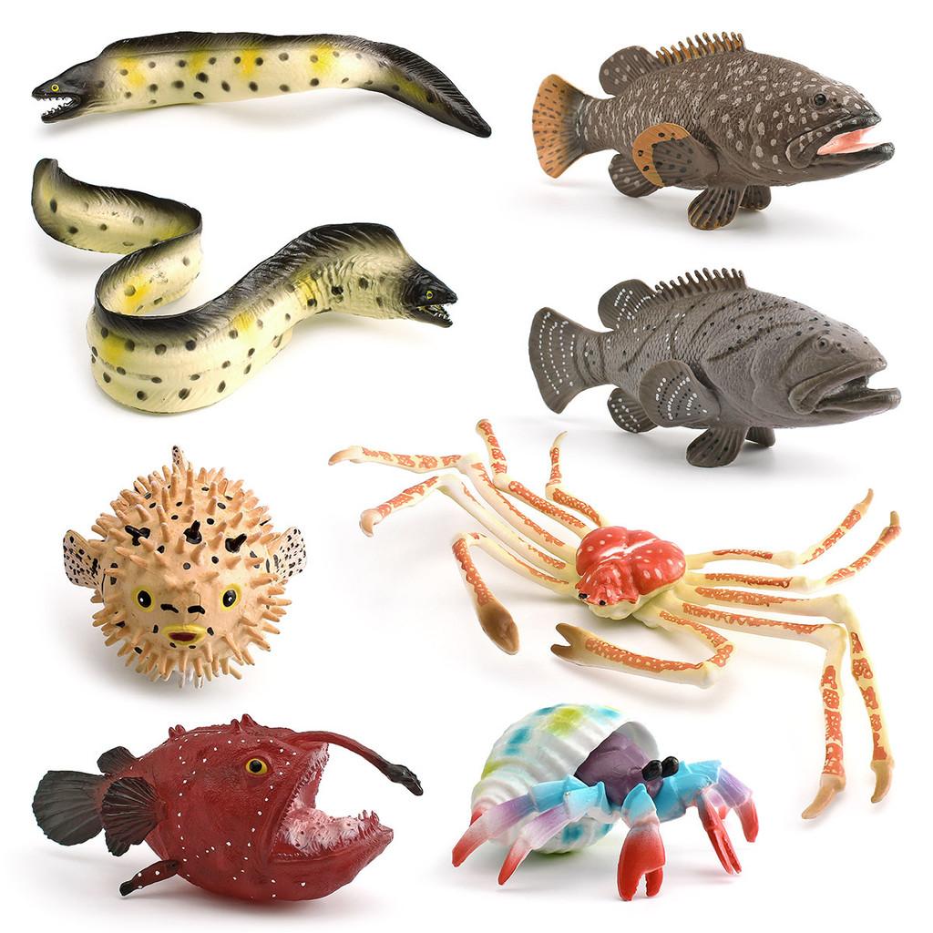 Sea Animal Pvc Statues Collection Featuring Spider Crab And Pufferfish For Home Decor