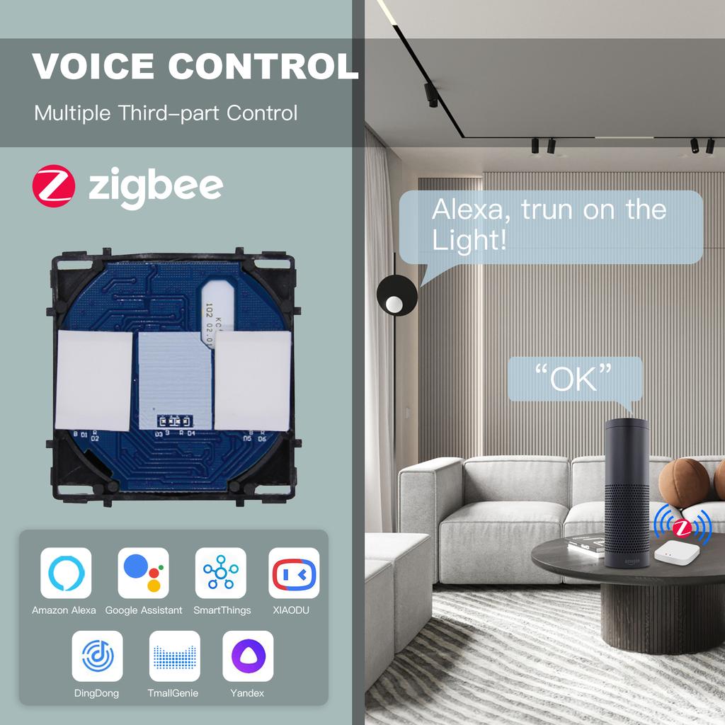 BSEED Zigbee Умные сенсорные выключатели 1/2/3 модуля Обычные французские настенные розетки Тип-C USB Функциональные модули Стеклянные панели DIY Комбинация