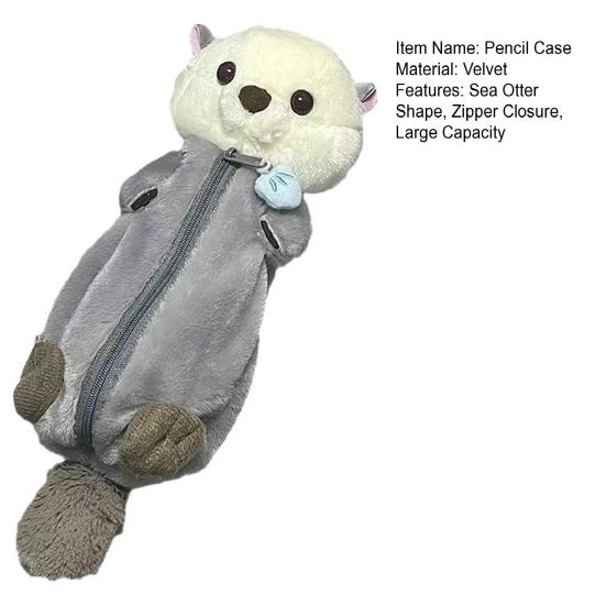 Пенал в форме морской выдры, большой емкости, застежка-молния, канцелярские принадлежности