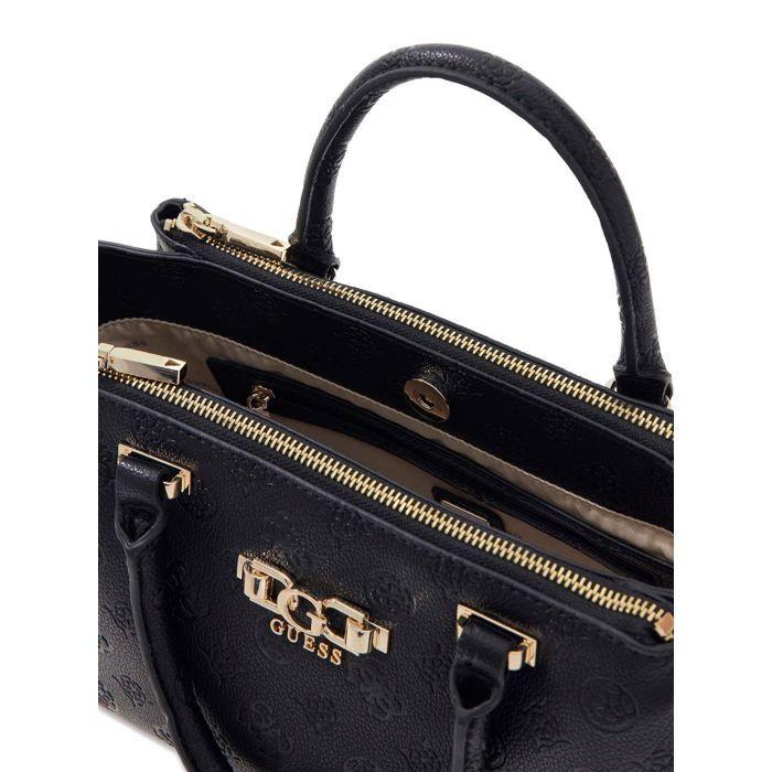 GUESS Sac à main noir pour femme - Anise Triple Compartment Satchel Black Logo 336883