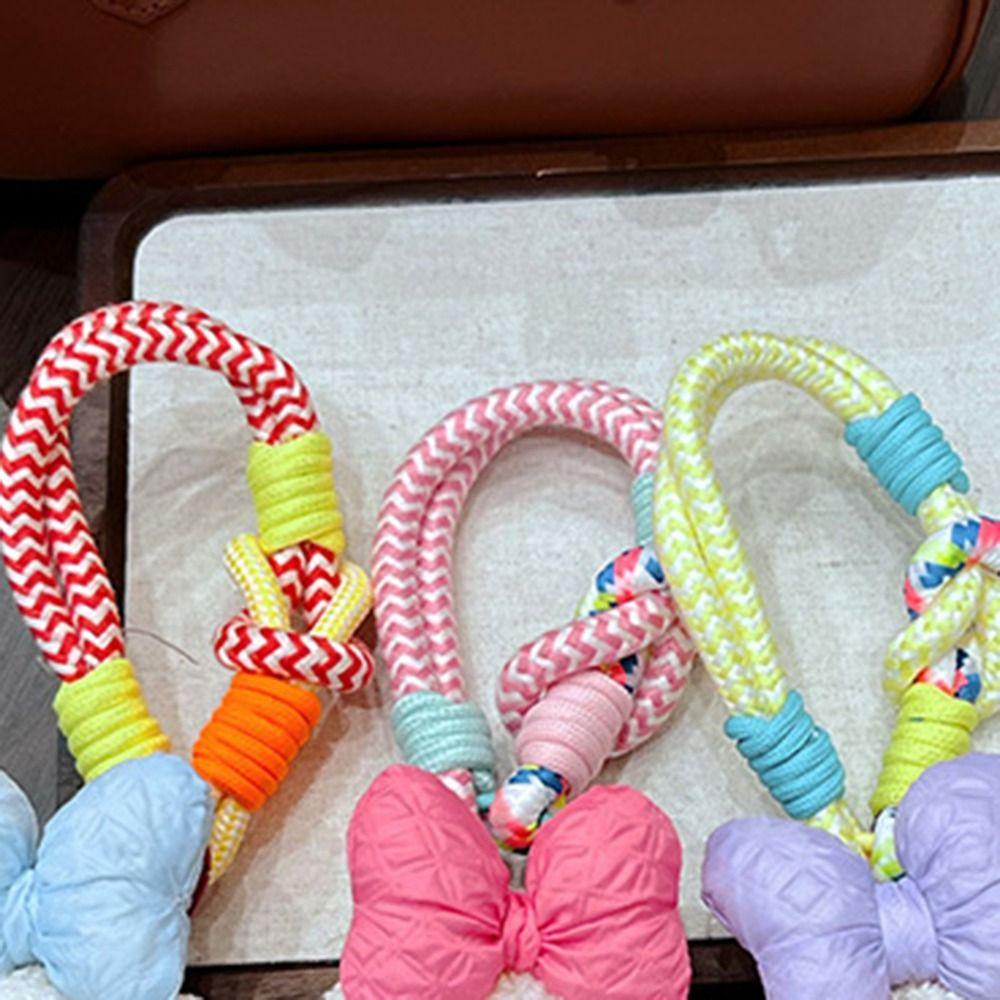 Cute Cartoon Cartoon Dopamine Dog Keychain Striped Top Car Key Ring New Bag Charm Small Gifts