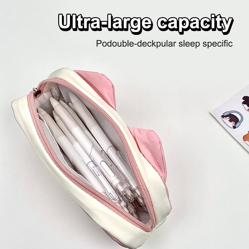 1 шт. Большая вместимость, простая сумка для хранения ручек, розовый пенал с принтом кота, мультяшный котенок, милая сумка-органайзер для ручек для детей