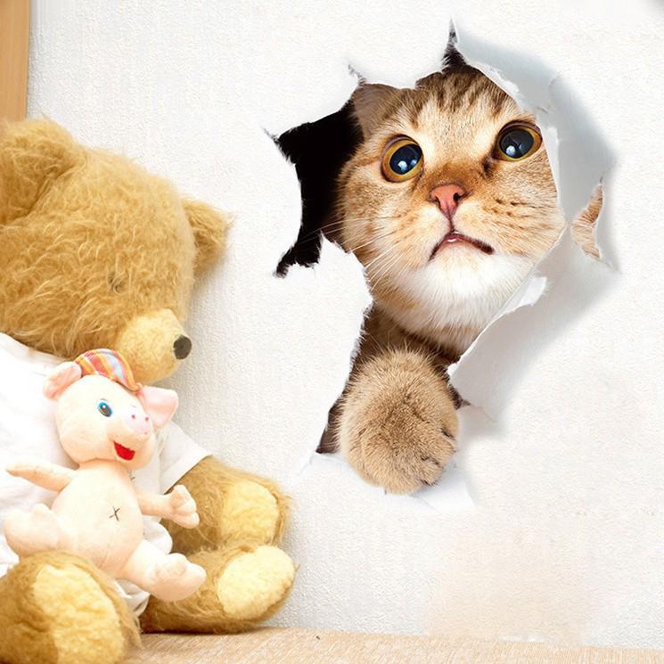 Креативные 3D кошки на стену и случайные наклейки для холодильника, блокнота, туалета - Горячая распродажа