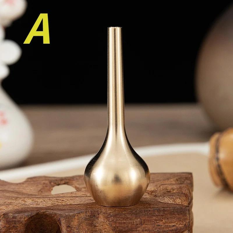 Mini Antique Pure Copper Vase Gold Home Decor Living Room Decoration Tall Vase Unique Flower Vase Miniature