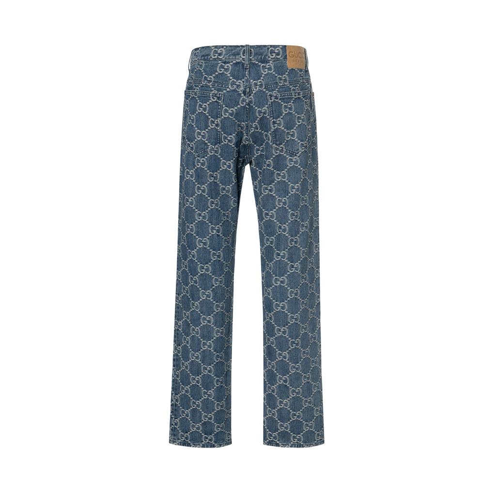 Gucci Джинсы прямого кроя со средней посадкой и жаккардовым узором GG 623953-XDCXD-4632